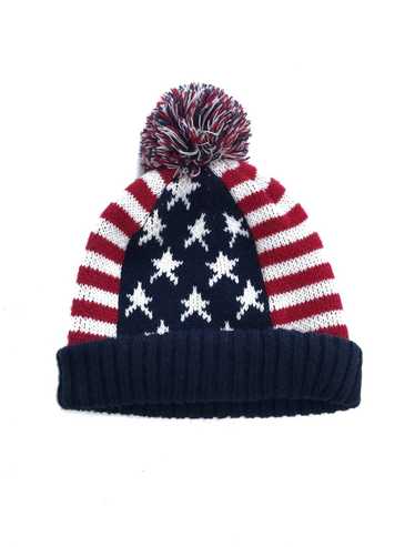 Made In Usa Vintage Usa Flag Hand Knit Beanie Sno… - image 1