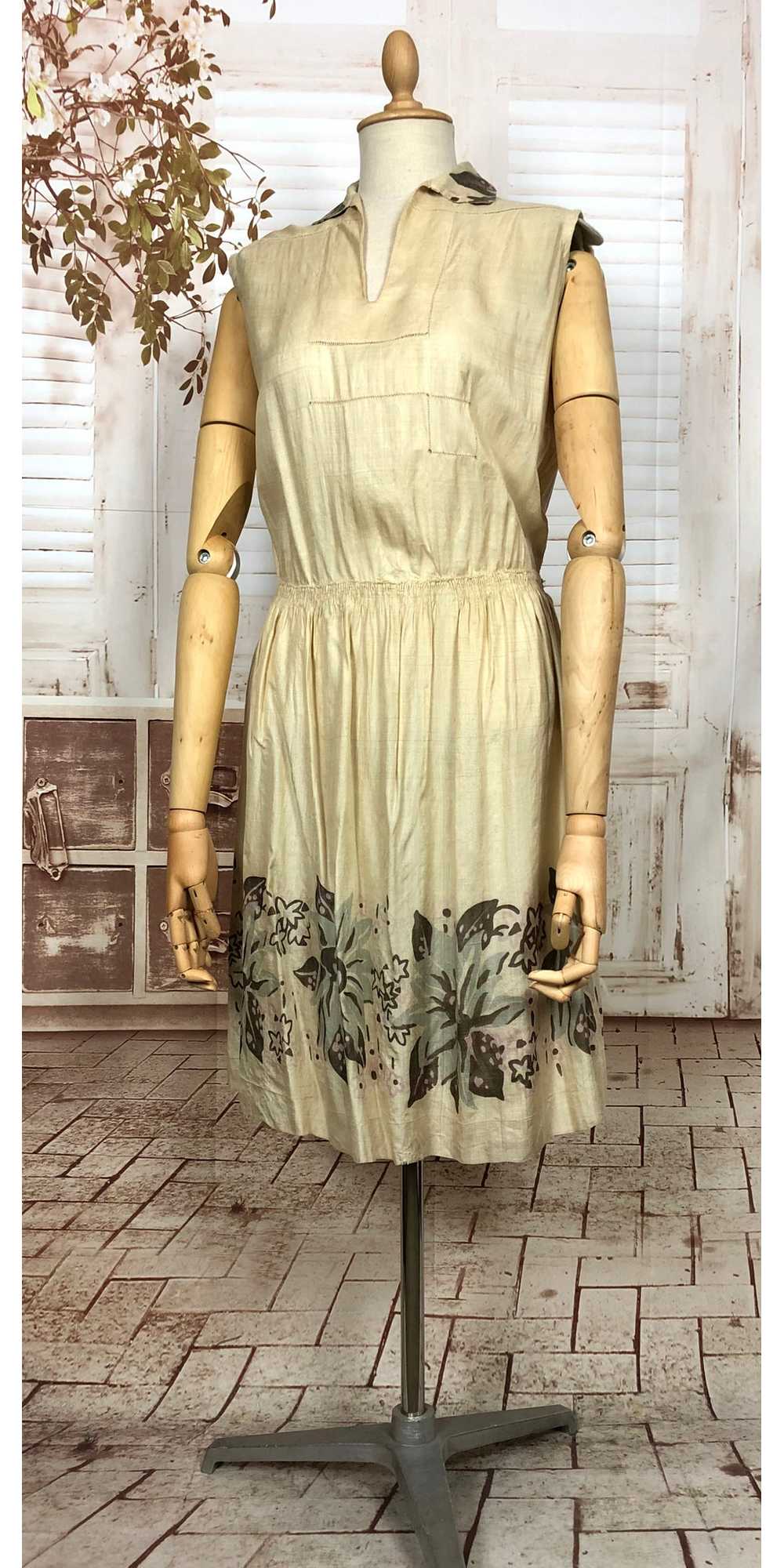 Exceptional Original 1920s Art Deco Pongee Silk D… - image 5