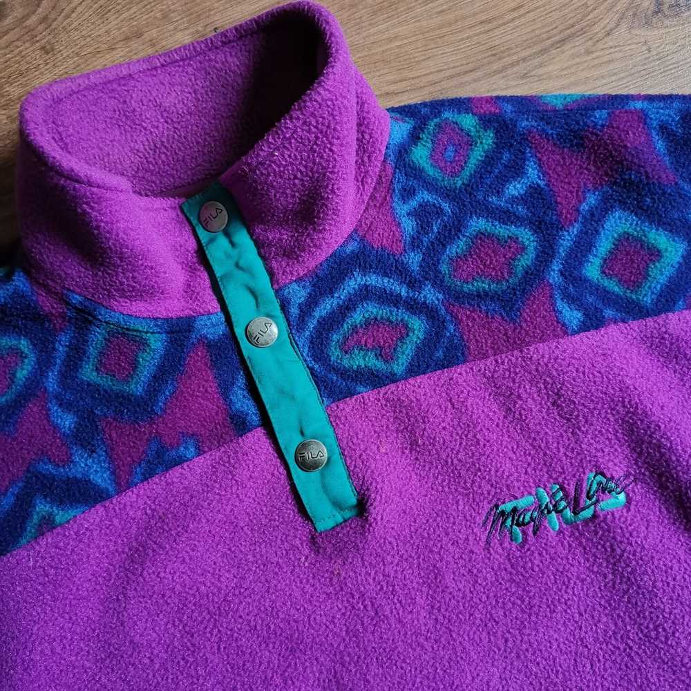 Fila Vintage Fila snap-t pullover fleece jacket m… - image 5
