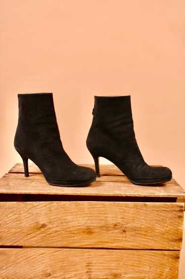 Black Suede Booties by Stuart Weitzman, W7.5