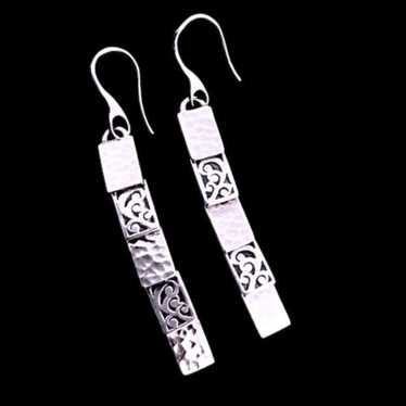 LOIS HILL Drop Earrings w/ Alternating Hammered Fi