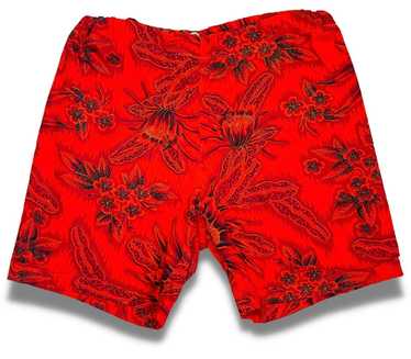 Men's 1960s Red Hawaiian Print Swim Shorts - image 1