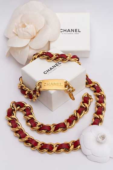 Chanel gilded metal and leather belt