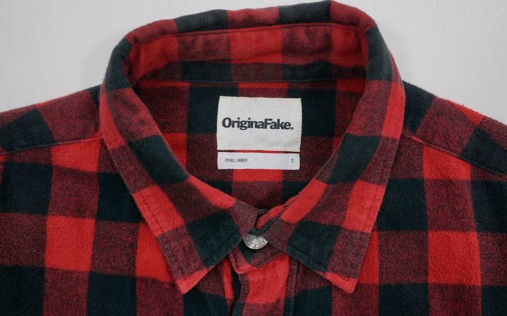 Original Fake Plaid Flannel Button-Up - image 3