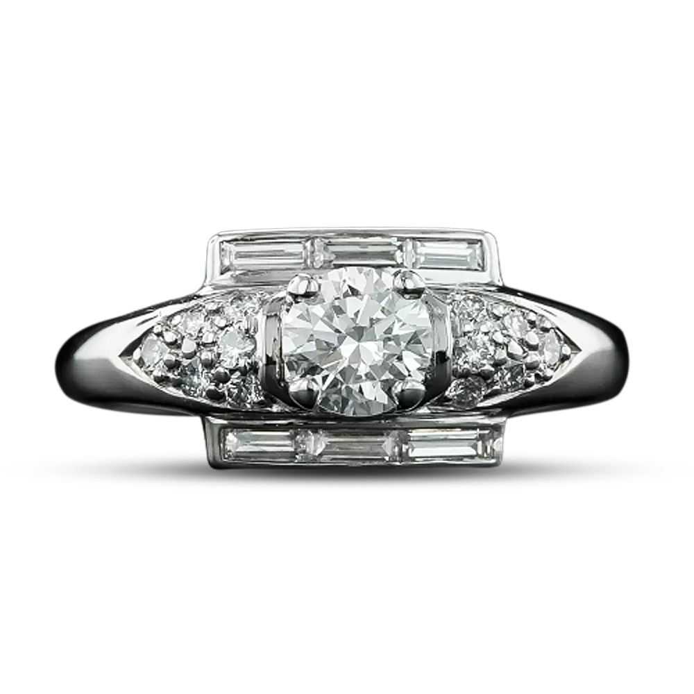 Mid-Century .54 Carat Diamond Engagement Ring - image 4