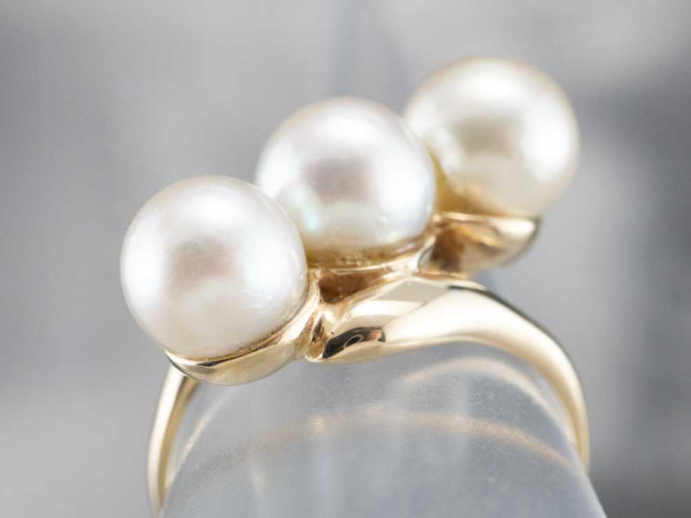 Vintage Triple Pearl Bypass Ring - image 8