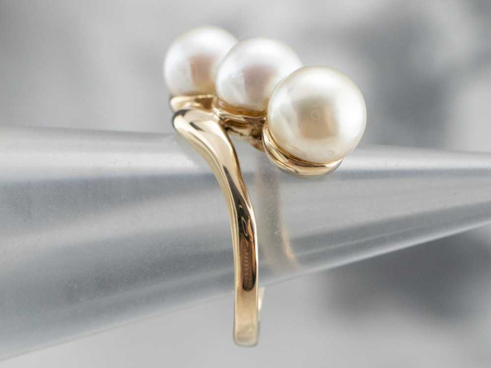 Vintage Triple Pearl Bypass Ring - image 9