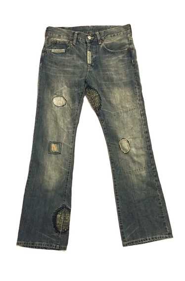 Japanese Brand Rare pacthwork bootcut Jeans by mad