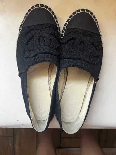 Chanel Chanel Black Raw Linen Espadrille