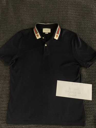 Gucci Navy Gucci Polo with embroidered Lion