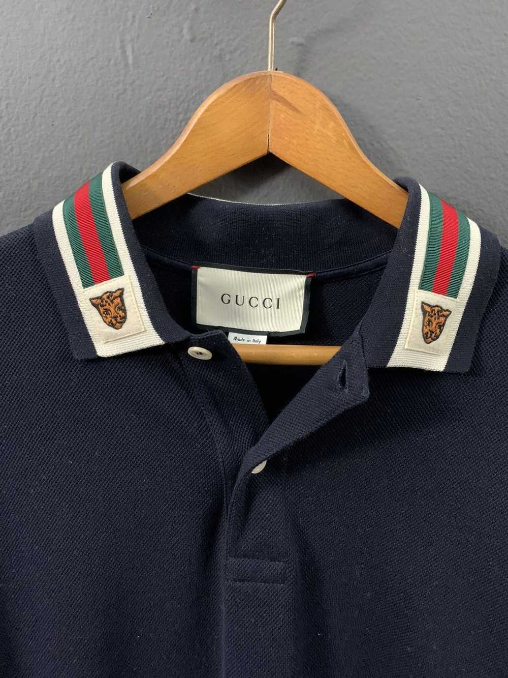 Gucci Navy Gucci Polo with embroidered Lion - image 3