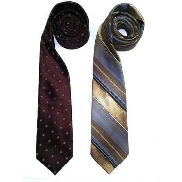 Sears Sears Men's Neck Ties 2 Vintage Burgundy Go… - image 1