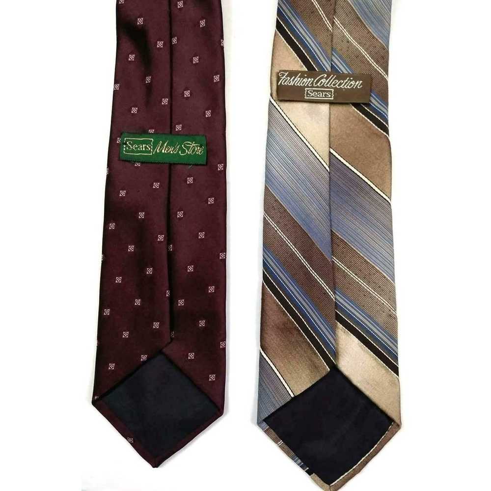 Sears Sears Men's Neck Ties 2 Vintage Burgundy Go… - image 2