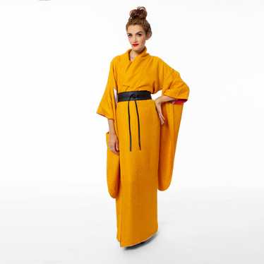 Mustard Gold Furisode Kimono - image 1