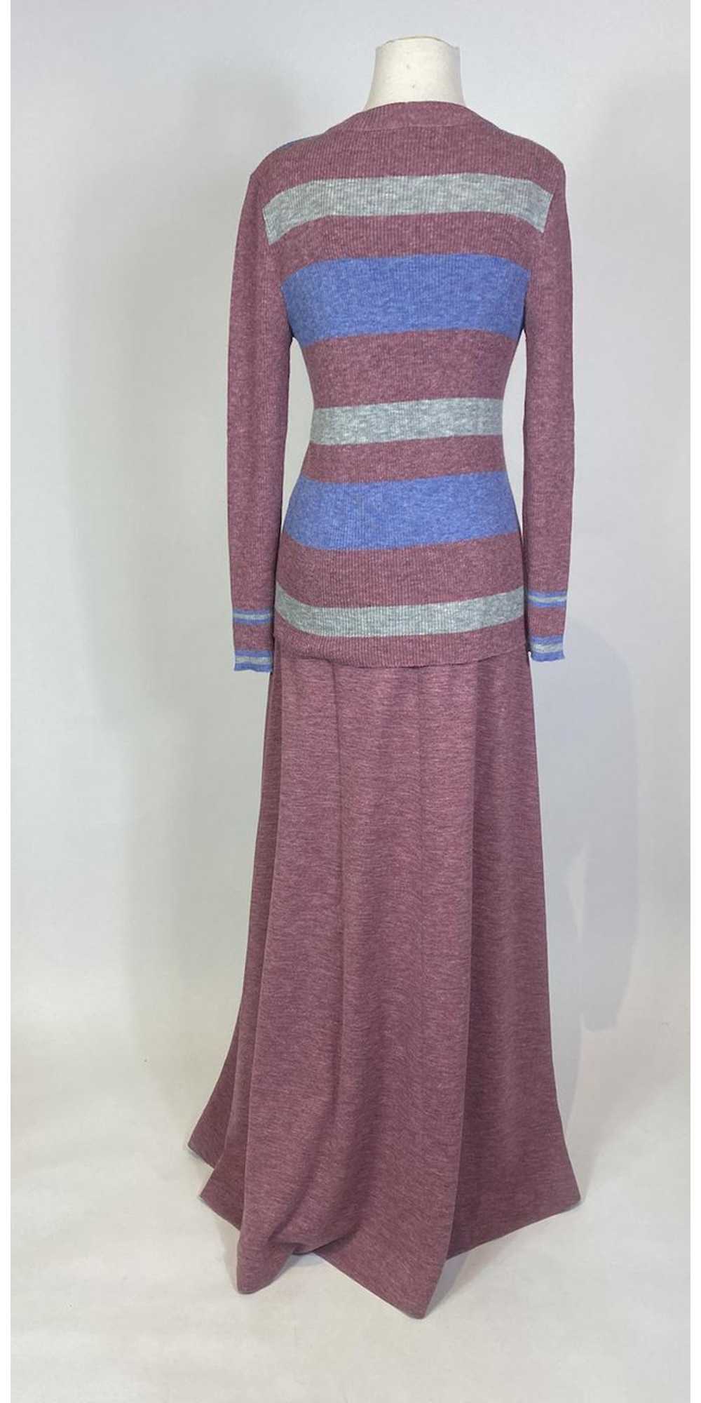 1970s Saks Fifth Ave Wool Knit Maxi Dress and Car… - image 6