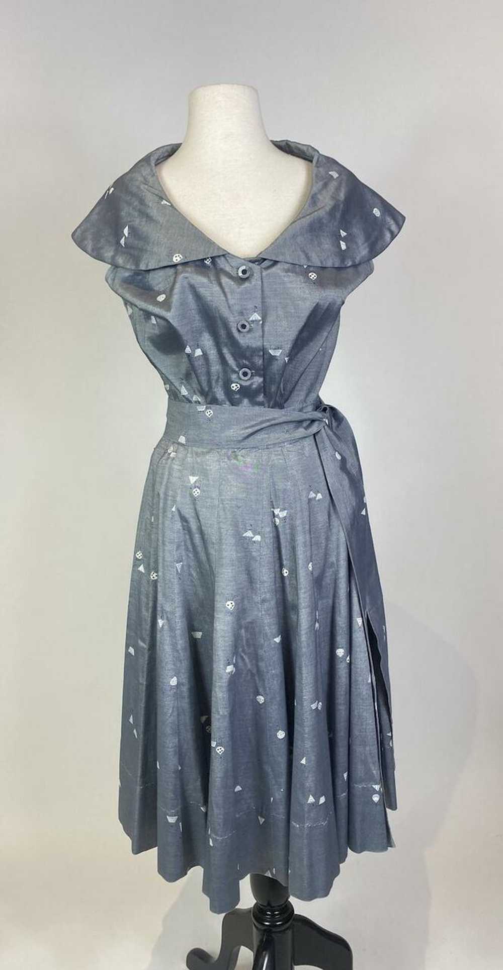 1950's MCM House Print 2 pc. Skirt and Top Set - image 1