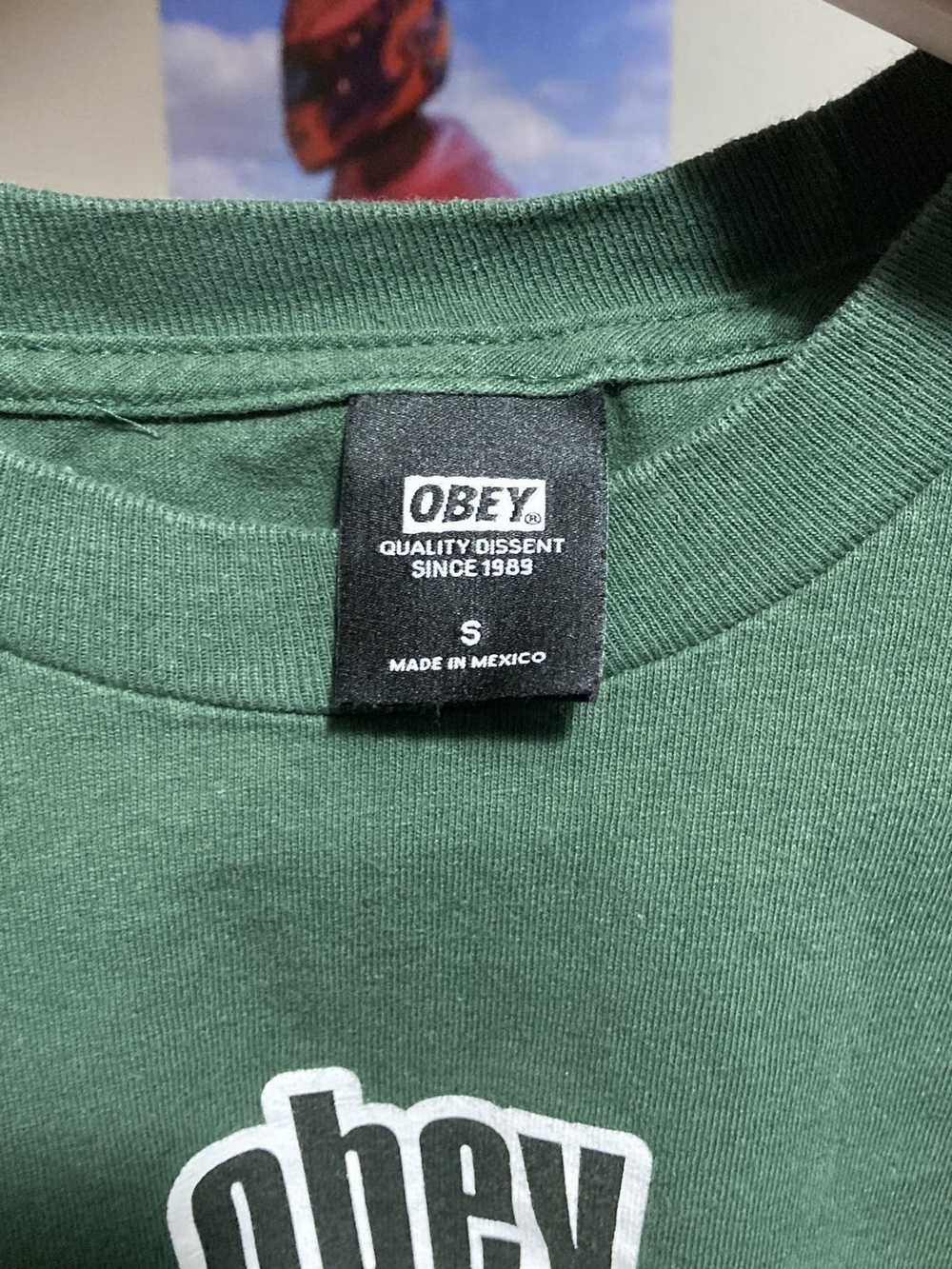 Obey OBEY lettering long sleeve green T-shirt - image 3