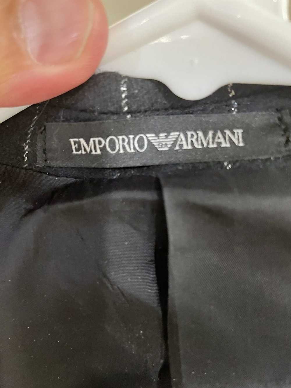 Emporio Armani Wool Silver Pinstripe Black Double… - image 4