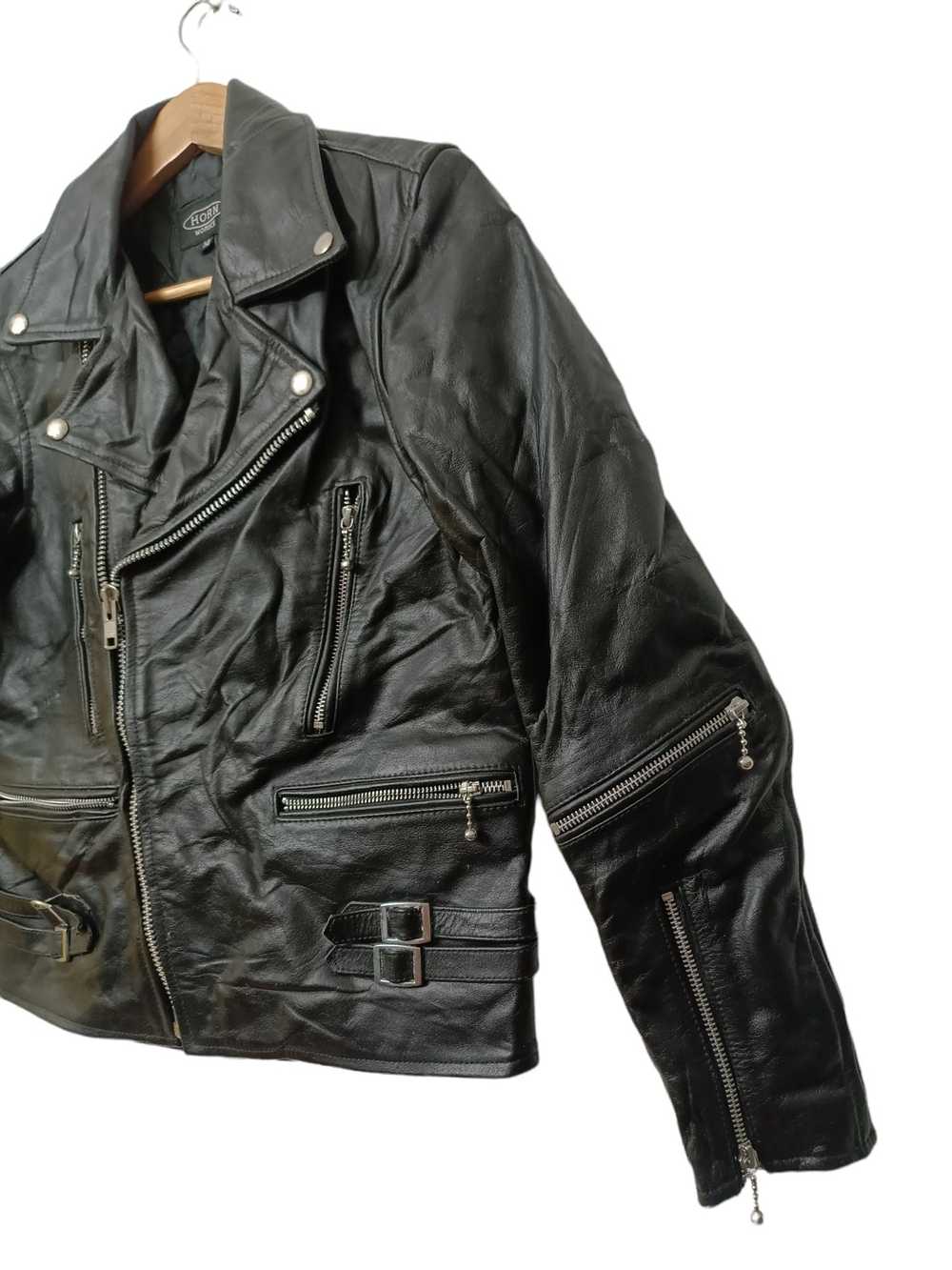 Leather Jacket × Vintage Vintage Double Collar Ho… - image 3