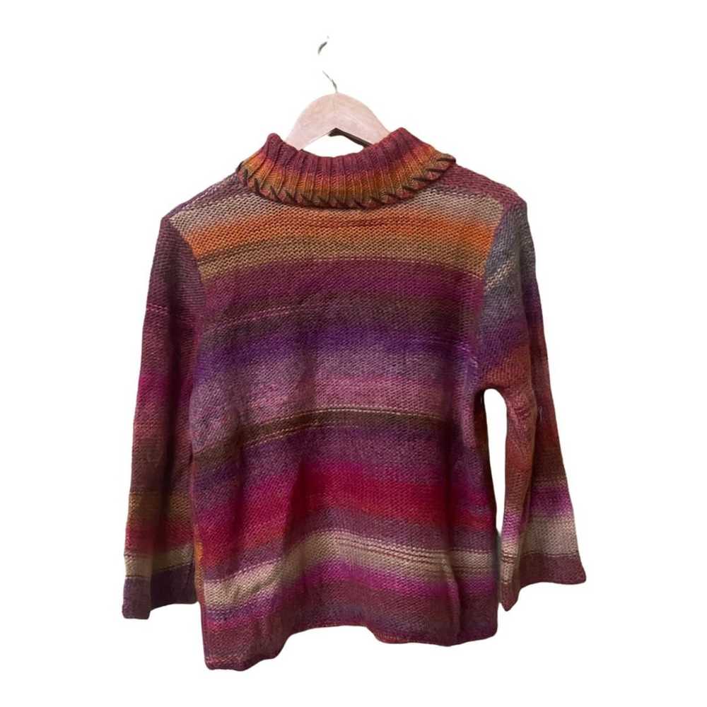 Coloured Cable Knit Sweater Cropped knit belta at… - image 2