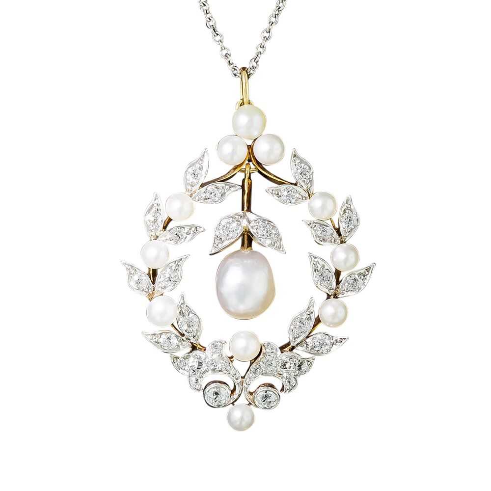 Shreve & Co. Edwardian Natural Pearl and Diamond … - image 3