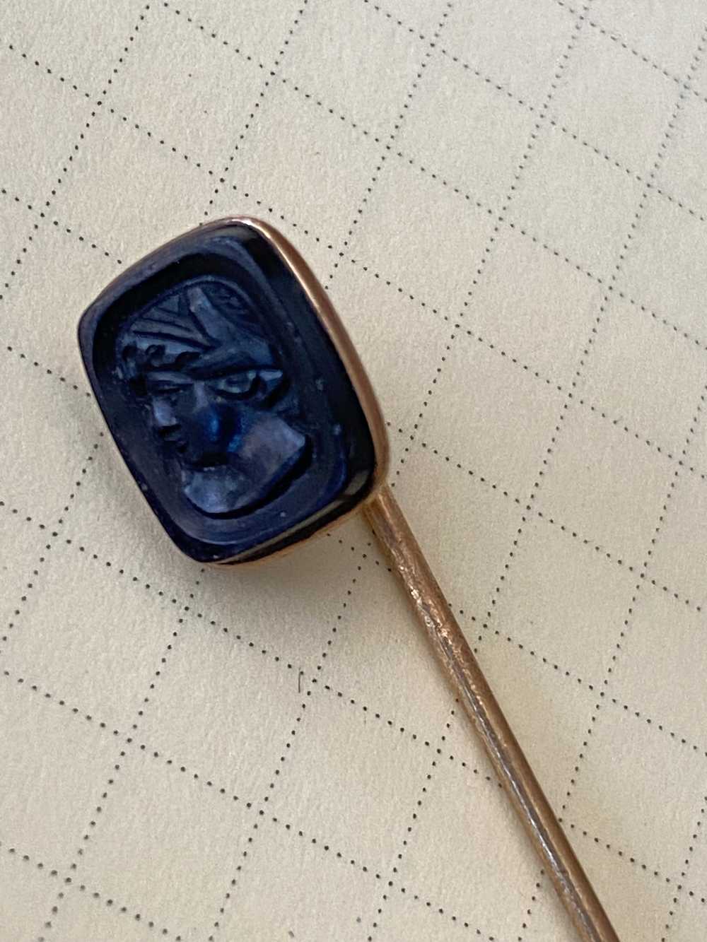 Antique Woman's Face in Intaglio Stick Pin - image 2
