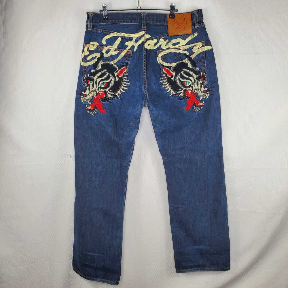 Ed Hardy Rare Y2K Ed Hardy Embroidered Wolf Dark … - image 1