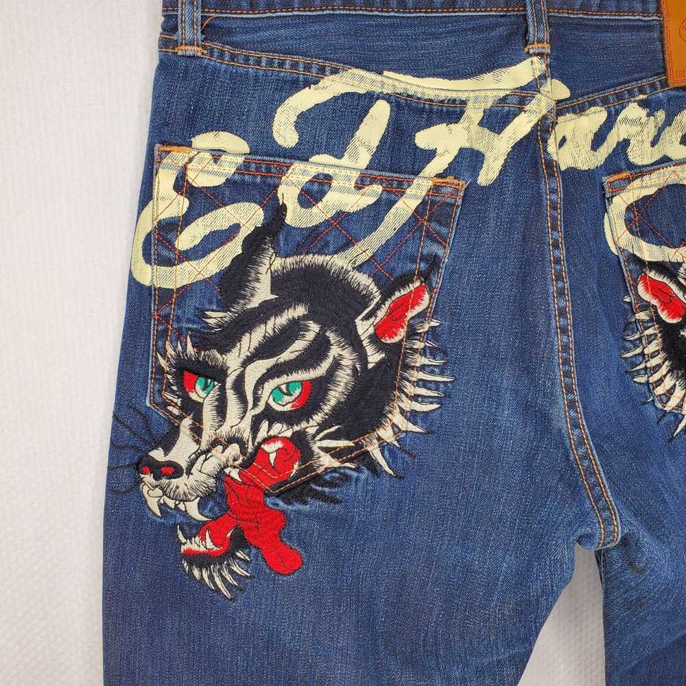 Ed Hardy Rare Y2K Ed Hardy Embroidered Wolf Dark … - image 4