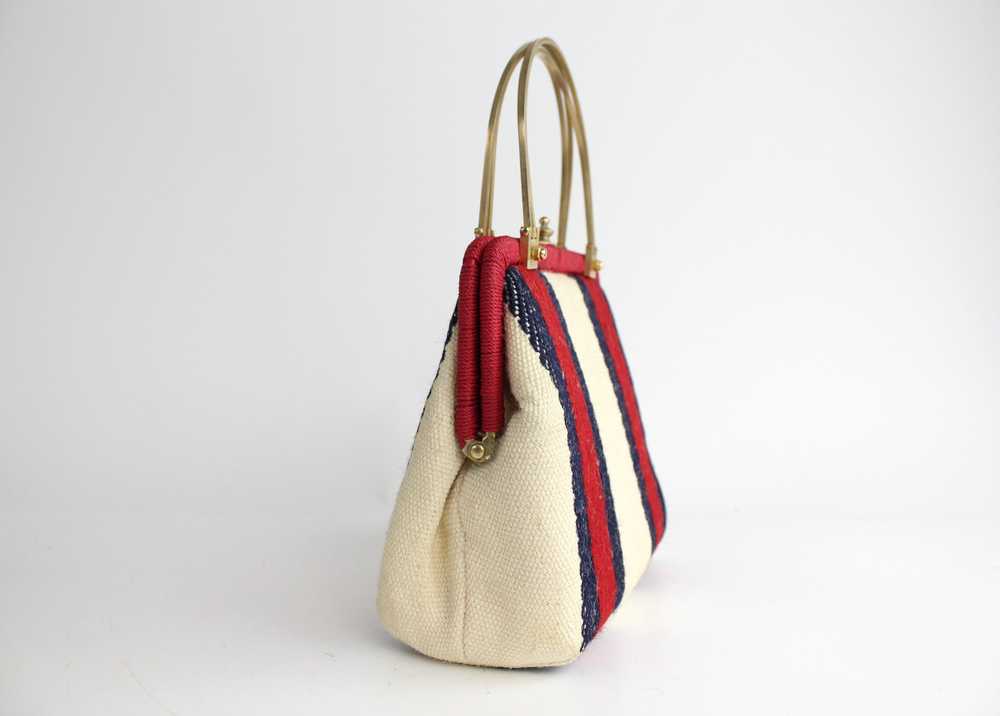 1960s Italian Mod Striped Knit Framed Handbag - image 3