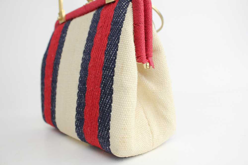 1960s Italian Mod Striped Knit Framed Handbag - image 4