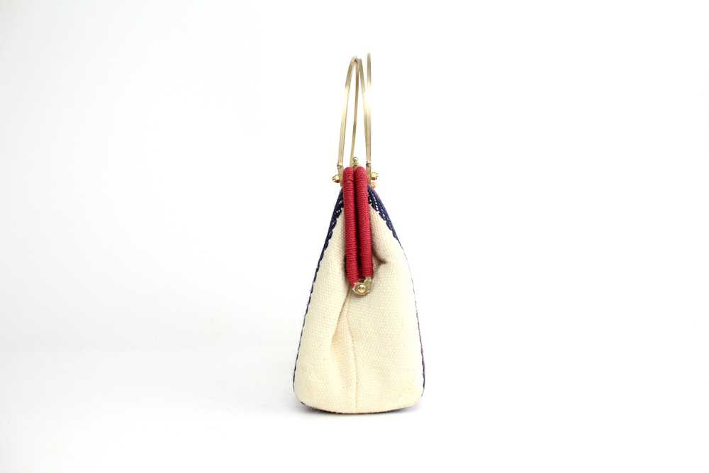 1960s Italian Mod Striped Knit Framed Handbag - image 7