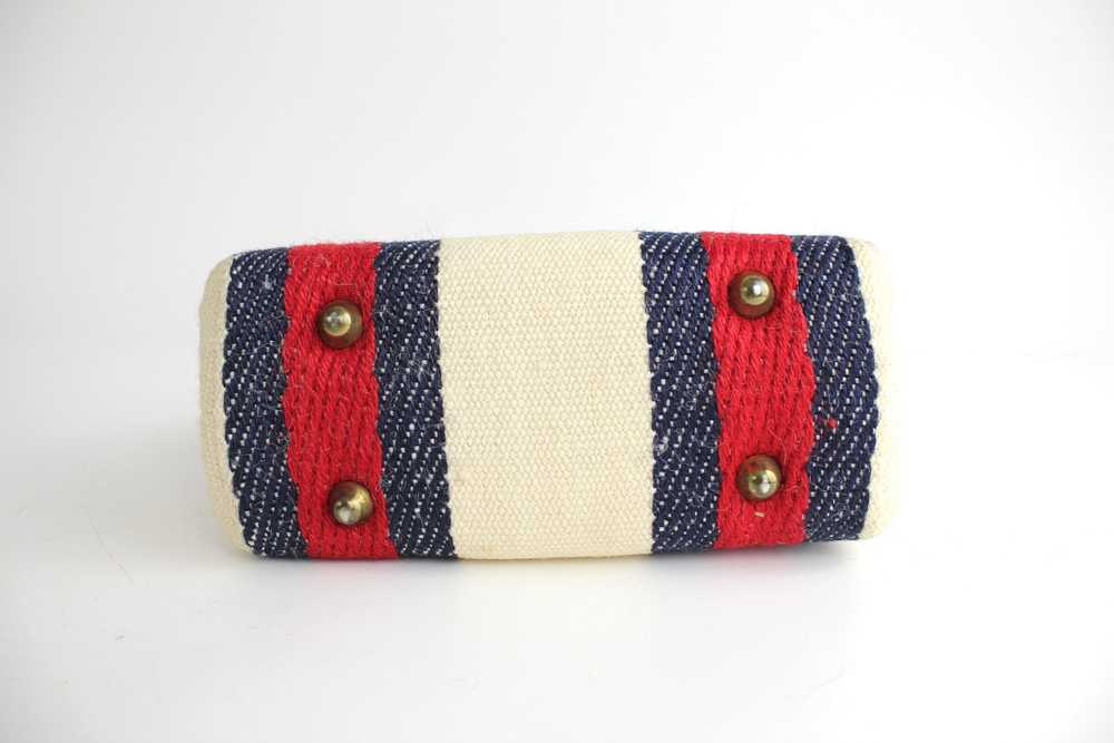 1960s Italian Mod Striped Knit Framed Handbag - image 9