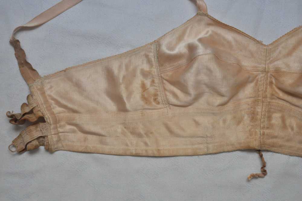 Rare 30s vintage bra French lingerie silk satin p… - image 5