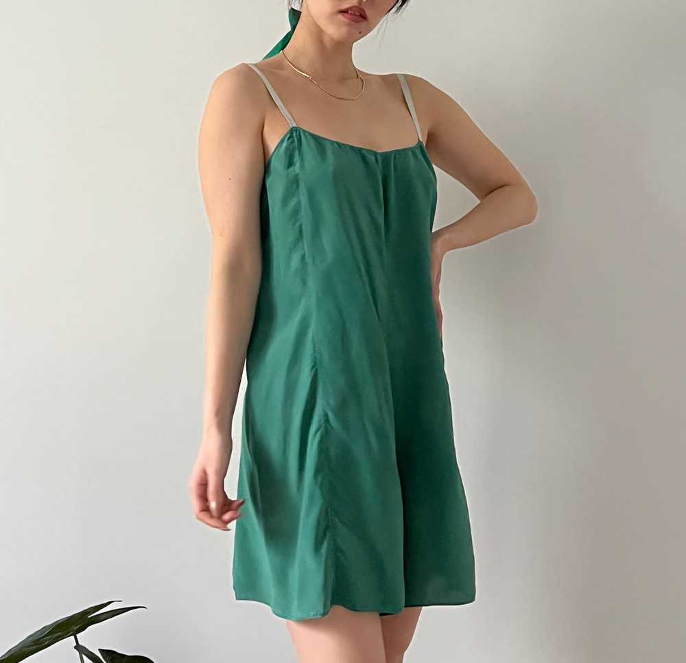 Vintage 1920s emerald dyed silk teddy - image 1