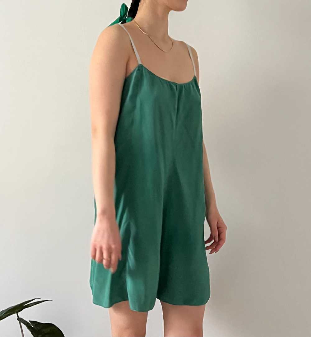 Vintage 1920s emerald dyed silk teddy - image 3