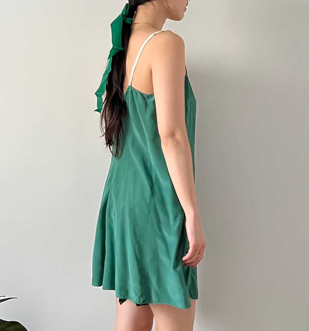 Vintage 1920s emerald dyed silk teddy - image 4