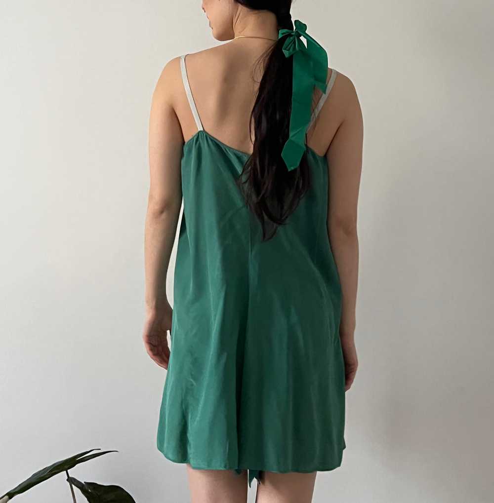 Vintage 1920s emerald dyed silk teddy - image 5