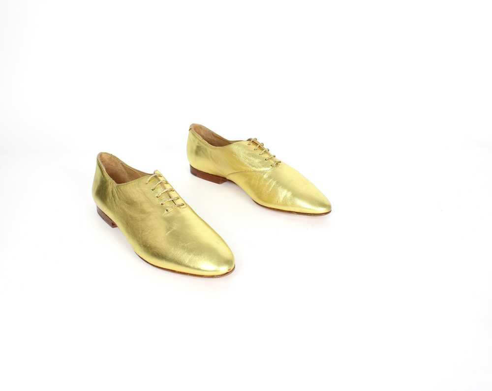 Vintage Joan & David Gold Leather Oxfords - Never… - image 2