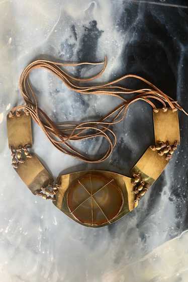 Brass Geode Belt with Suede Ties