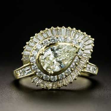 Estate 1.01 Pear-Shaped Diamond Halo Ring - GIA M 