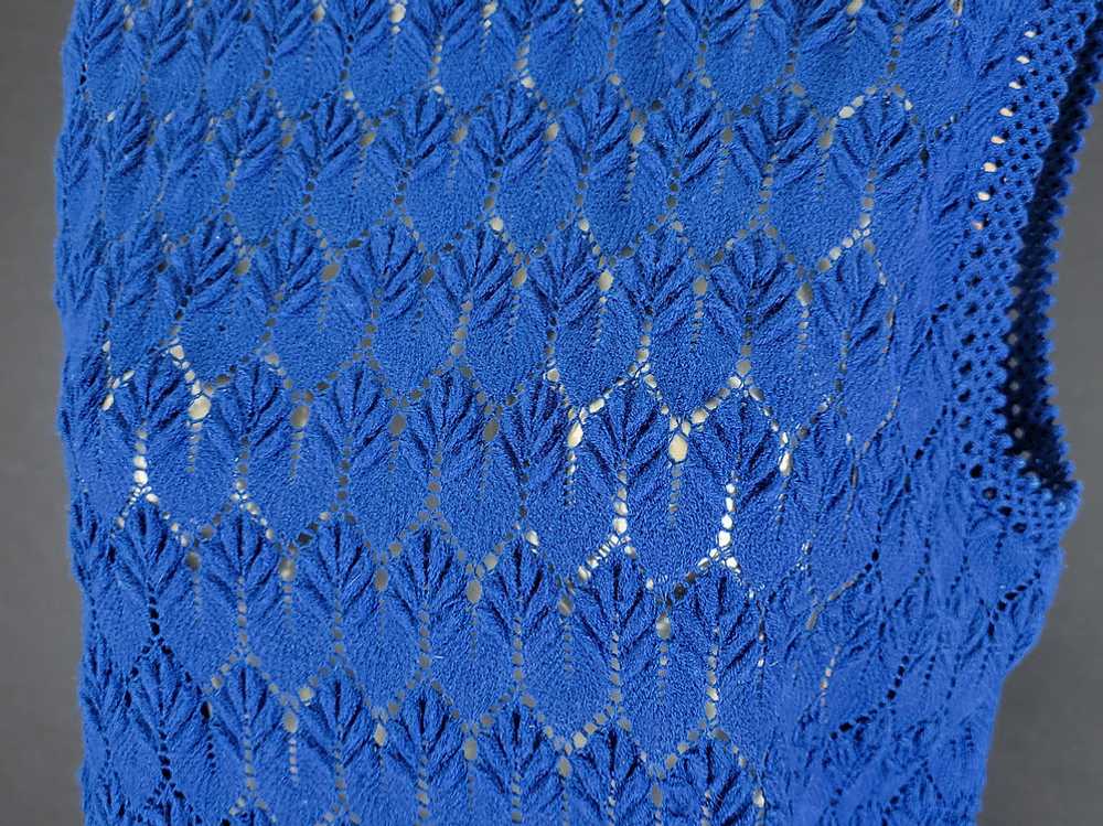 70s Montgomery Ward Navy Open Knit Sleeveless Top - image 4