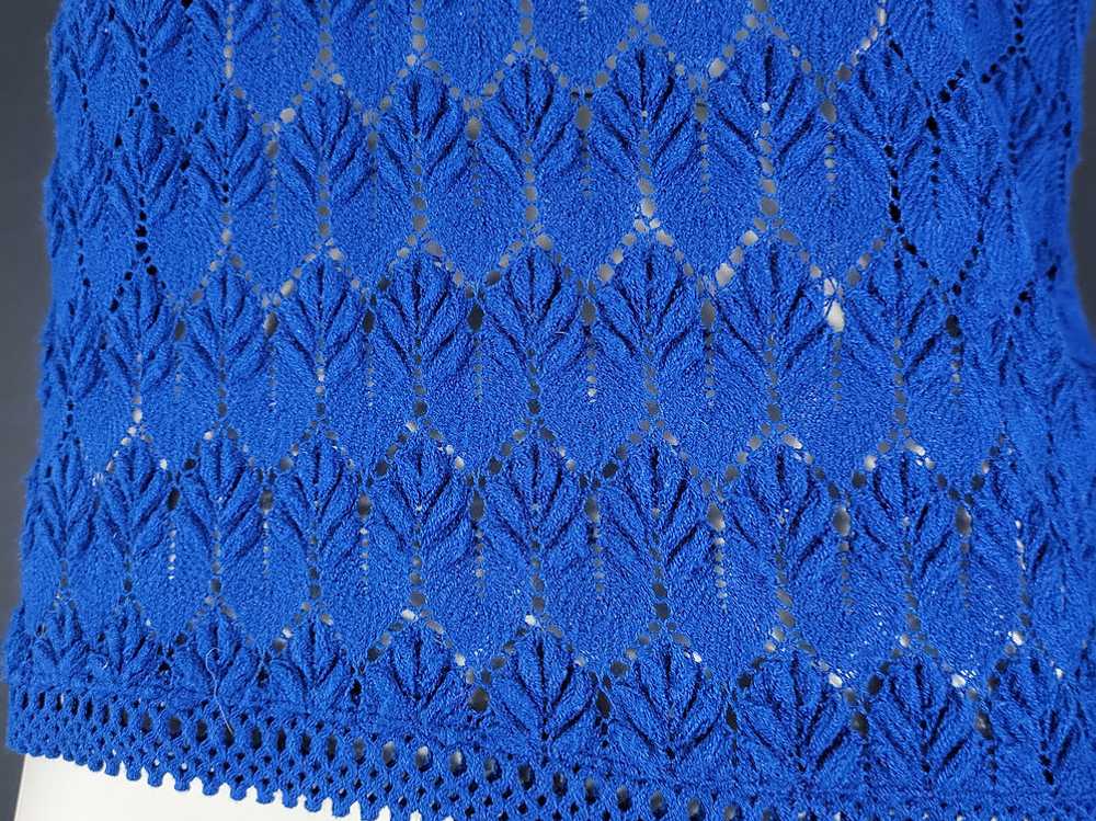 70s Montgomery Ward Navy Open Knit Sleeveless Top - image 5