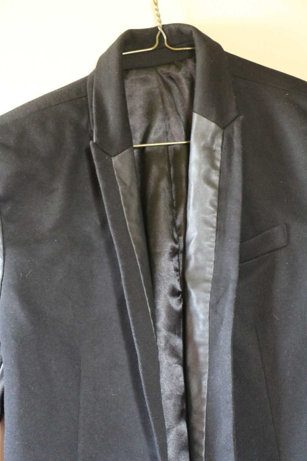 Zara Mens black blazer with leather sleeves - image 3