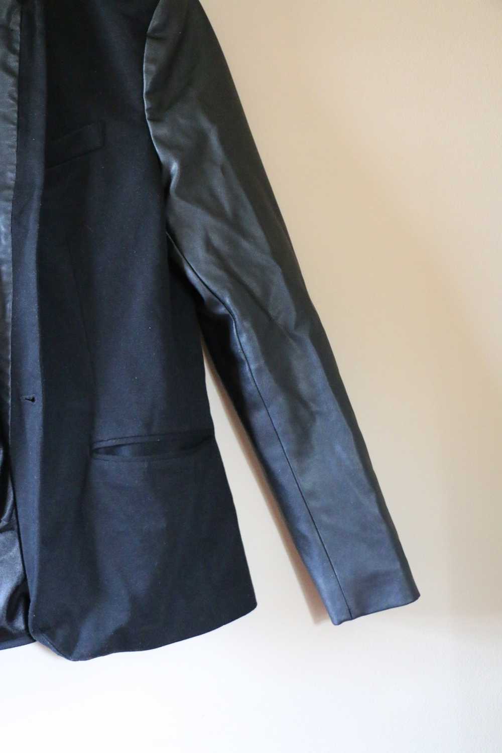 Zara Mens black blazer with leather sleeves - image 4
