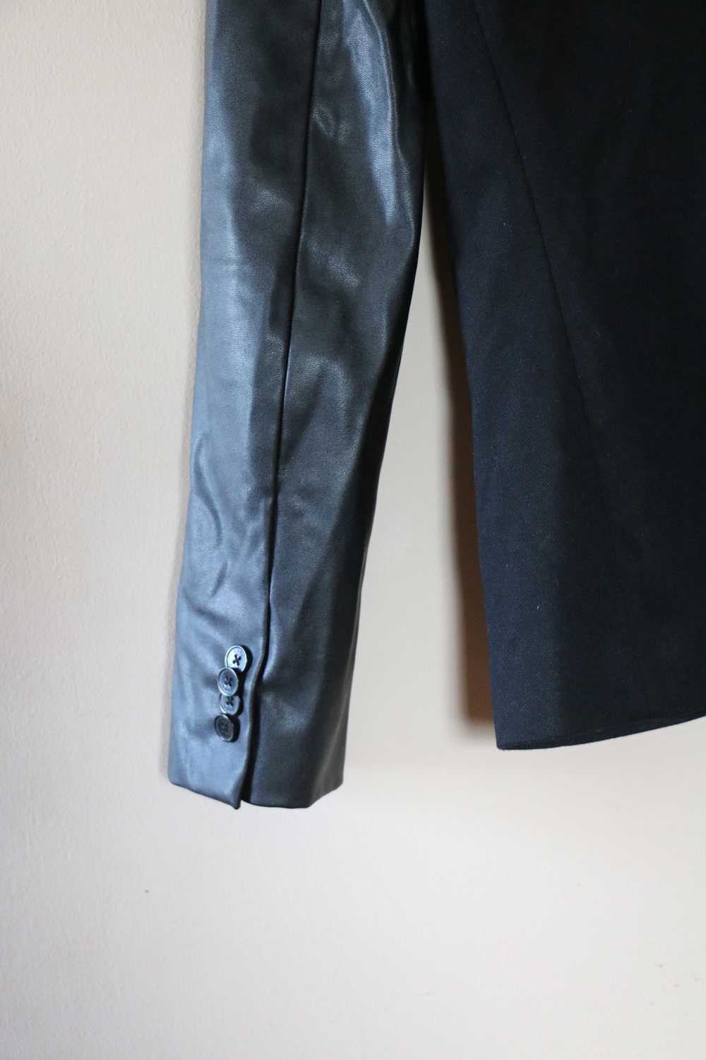 Zara Mens black blazer with leather sleeves - image 7