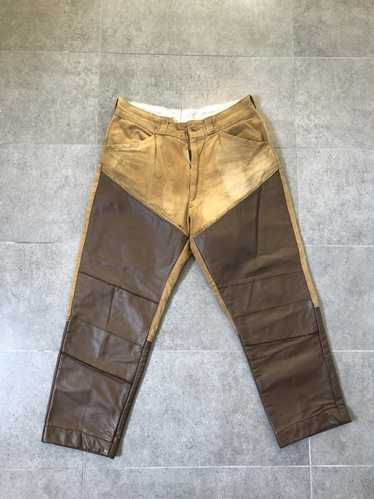 Japanese Brand × Leather × Vintage Khaki brown le… - image 1