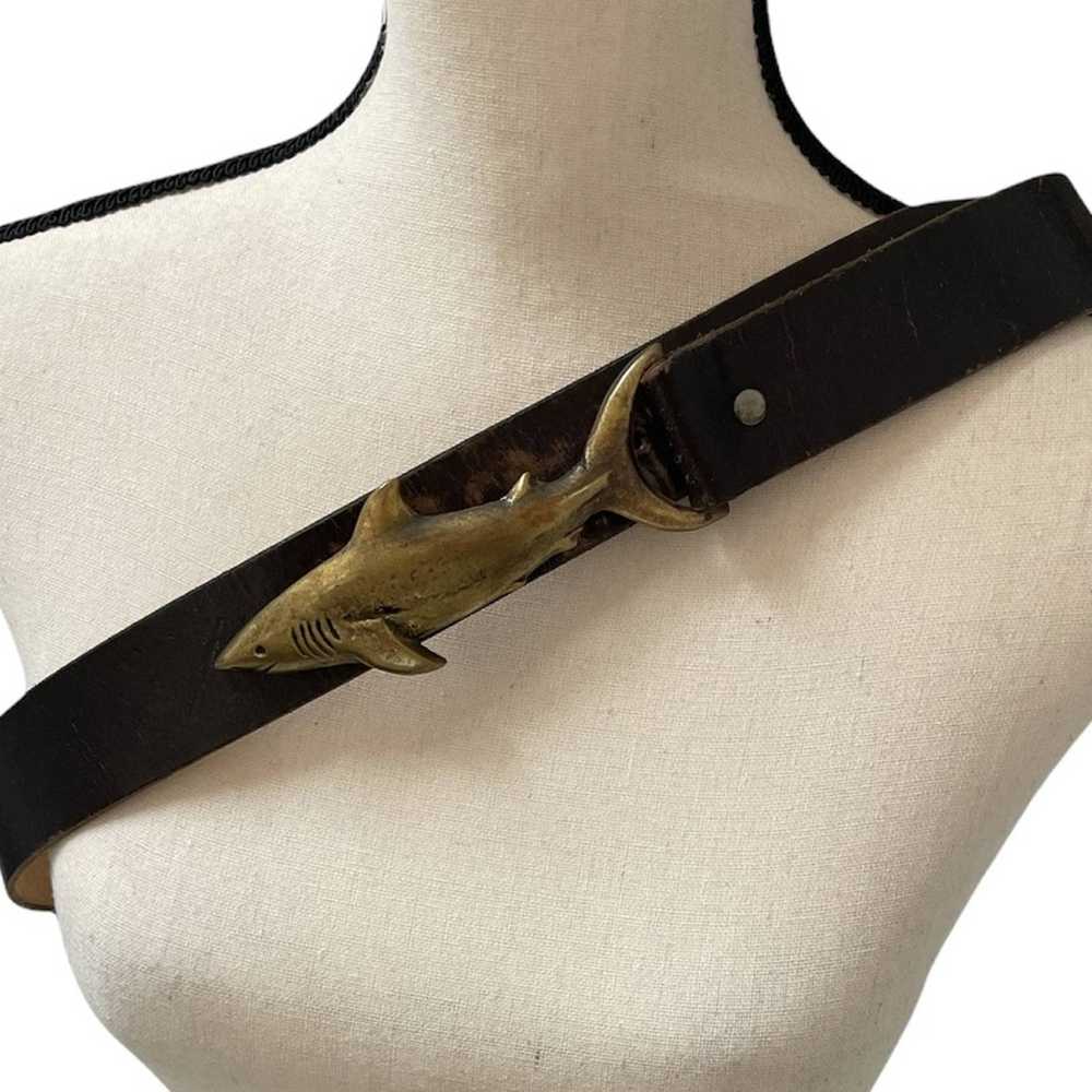 Handmade Brass Shark Belt Buckle- Vintage w/handm… - image 1