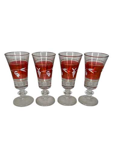 Set Of 4 Red Aperitif Glasses with Grapes