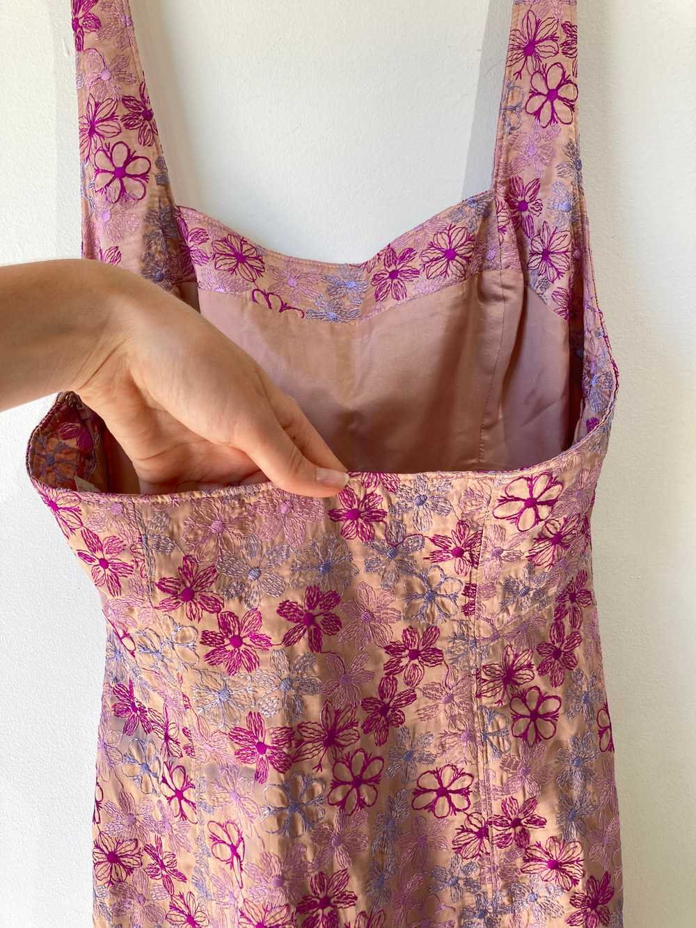 Zelda Purple Silk Floral Dress - image 3