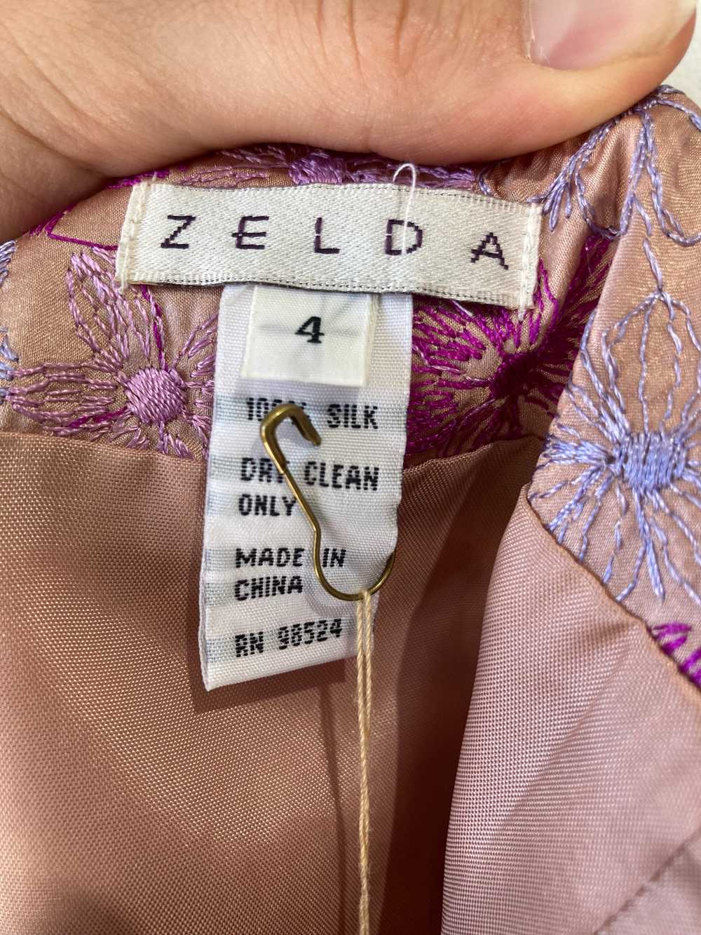 Zelda Purple Silk Floral Dress - image 5